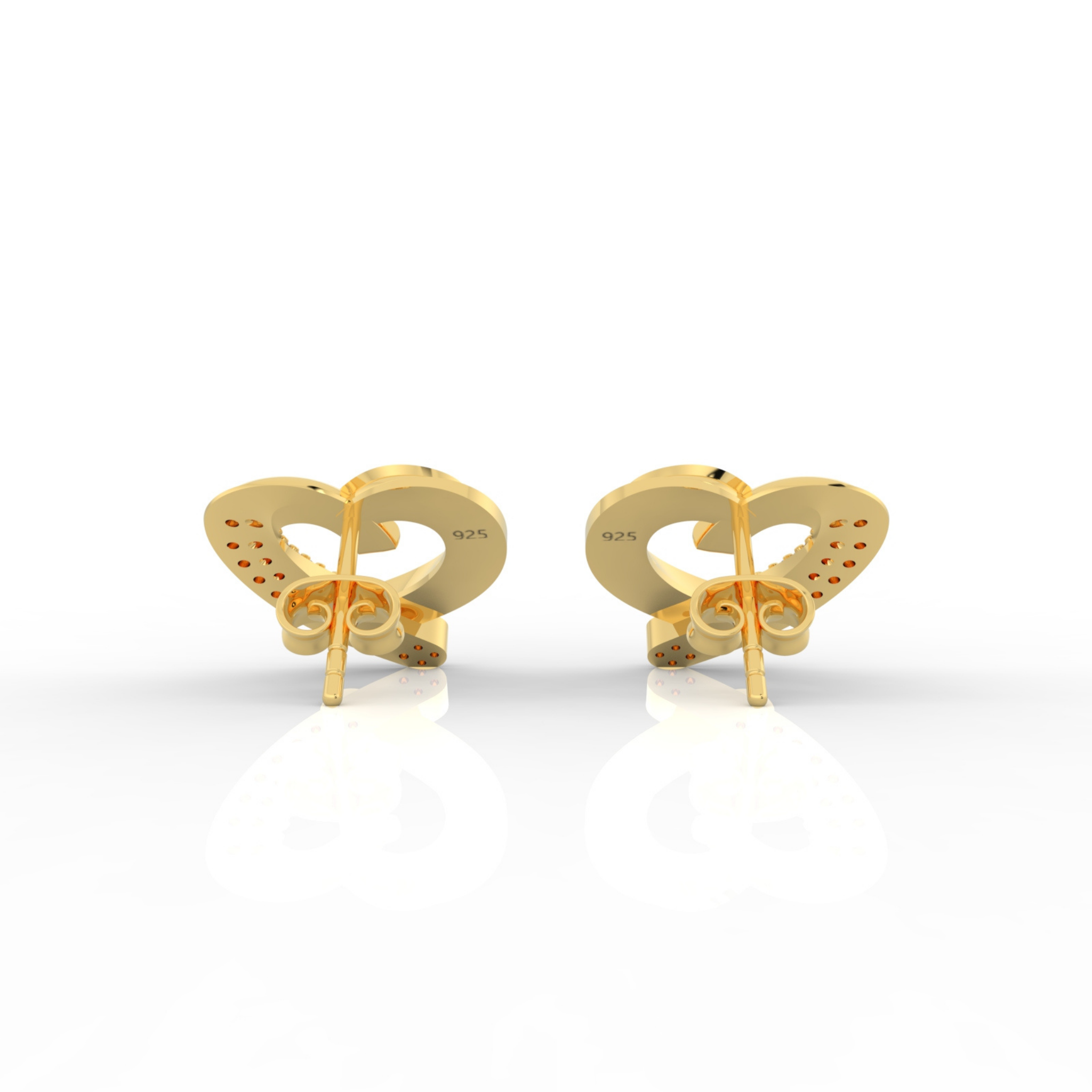 Trendy Heart Shape Partywear Stud Earrings, Hallmarked 925 Sterling Silver